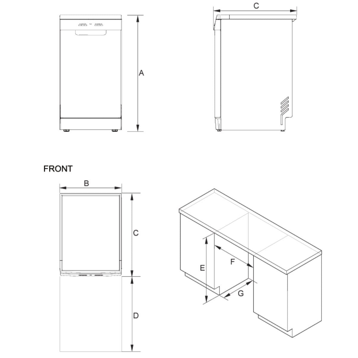 Haier 45cm Compact Freestanding Dishwasher - 10 Place Settings - Silver - Hygiene Wash - HDW10F1S1