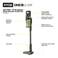 Ryobi 18V ONE+ HP Brushless Stick Vacuum 4Ah Kit - 800ml - Black - Cyclonic Filtration - SuperSaverAU - view 2