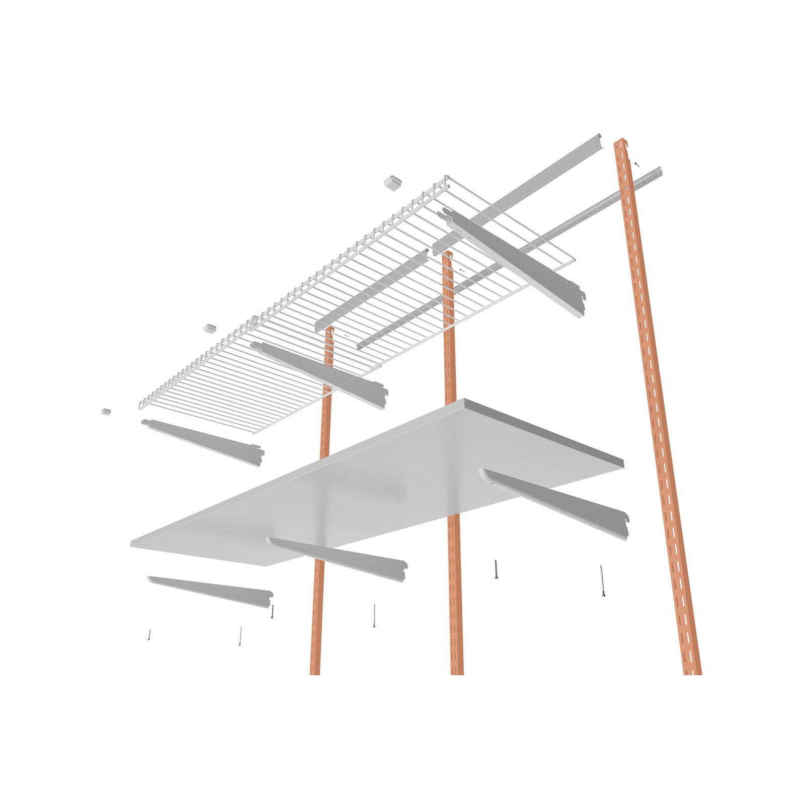 Flexi Storage Home Solutions White Double Slot Wall Strip - 762mm Steel Advanced Storage