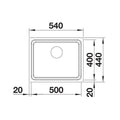 Blanco Etagon 500-U Single Bowl Undermount Sink - Etagon Rails, InFino Drain, Covered Overflow - 526901