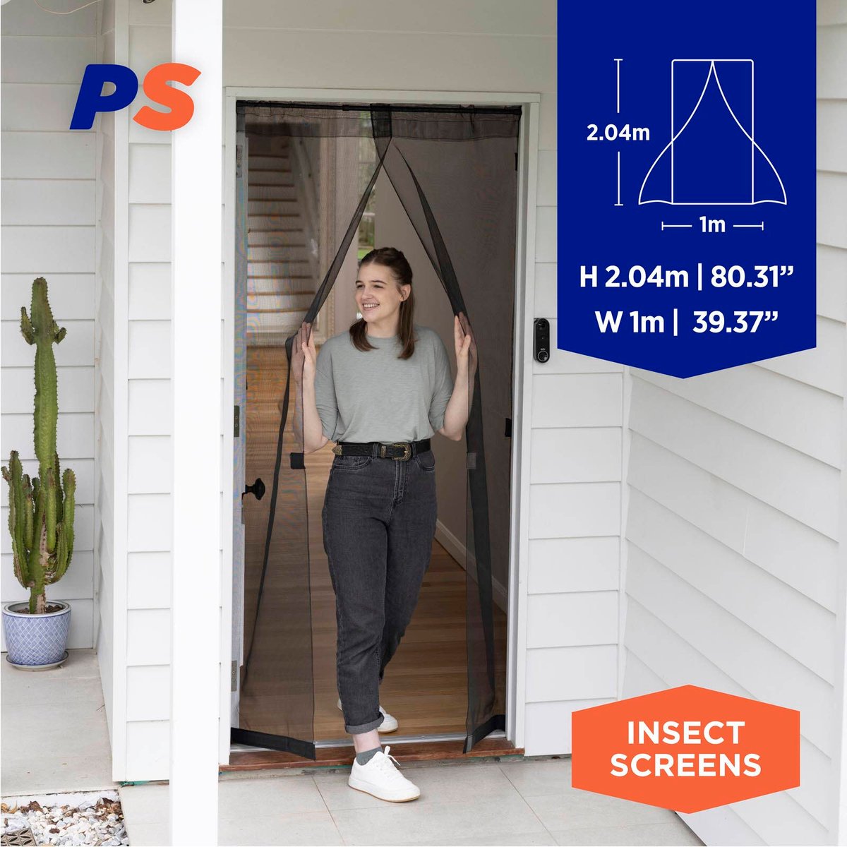 Permastik Pressure Mounted Door Curtain 2.04m x 1m Fibreglass Insect Screen - SuperSaverAU - view 2