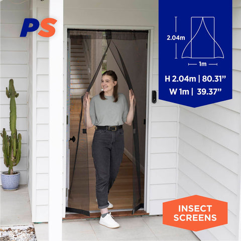 Permastik 2.04m x 1m Black Pressure Mounted Door Curtain - Fibreglass Insect Screen