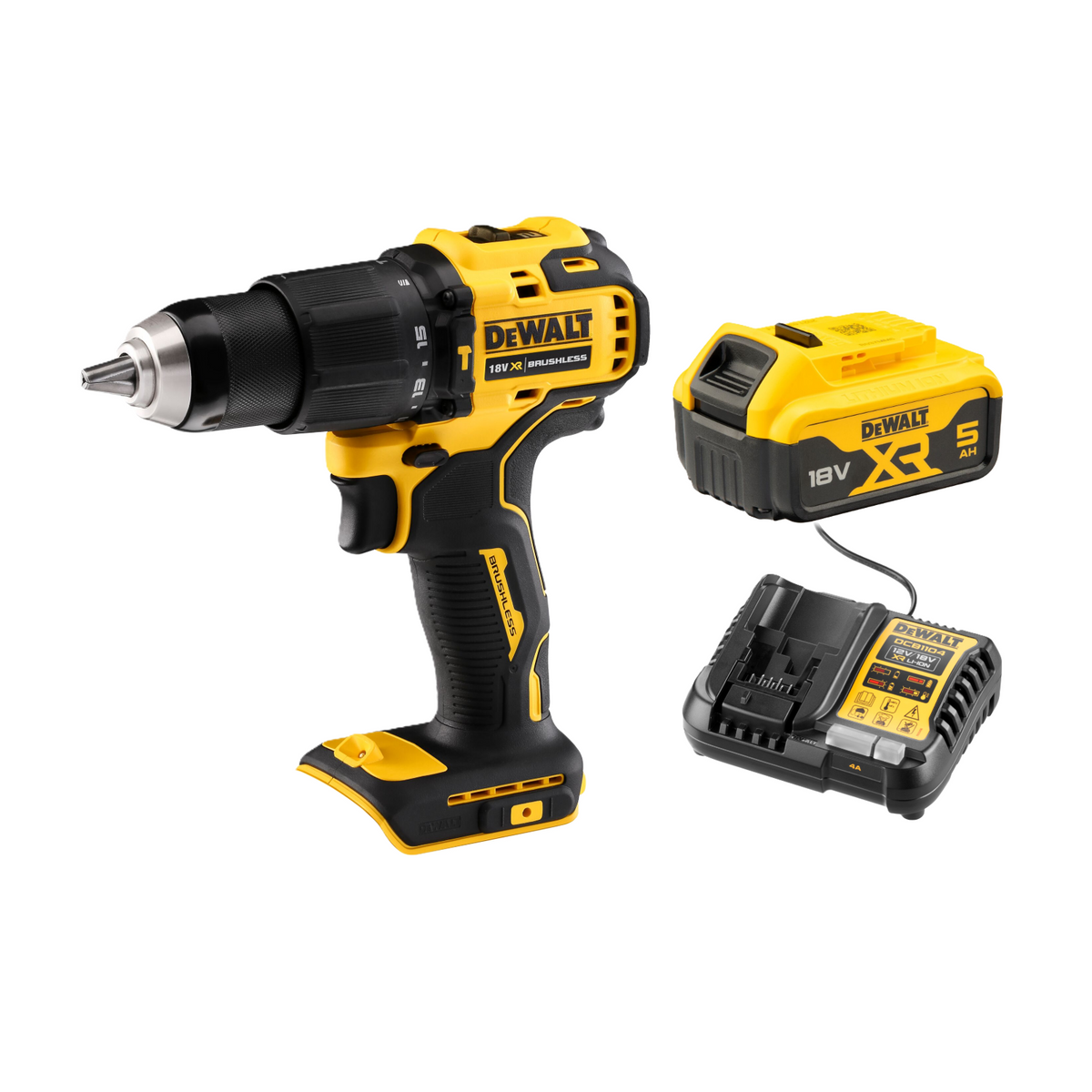DeWALT 18V 5Ah XR Li-Ion Brushless Hammer Drill Driver Kit DCD709P1-XE