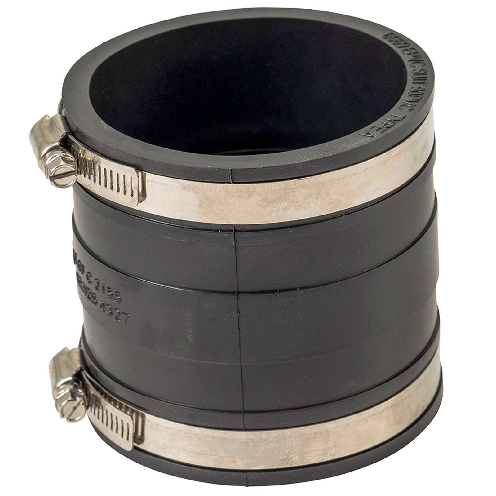 Deks 90mm PVC Stormwater Coupling - EPDM & Stainless Steel, Black