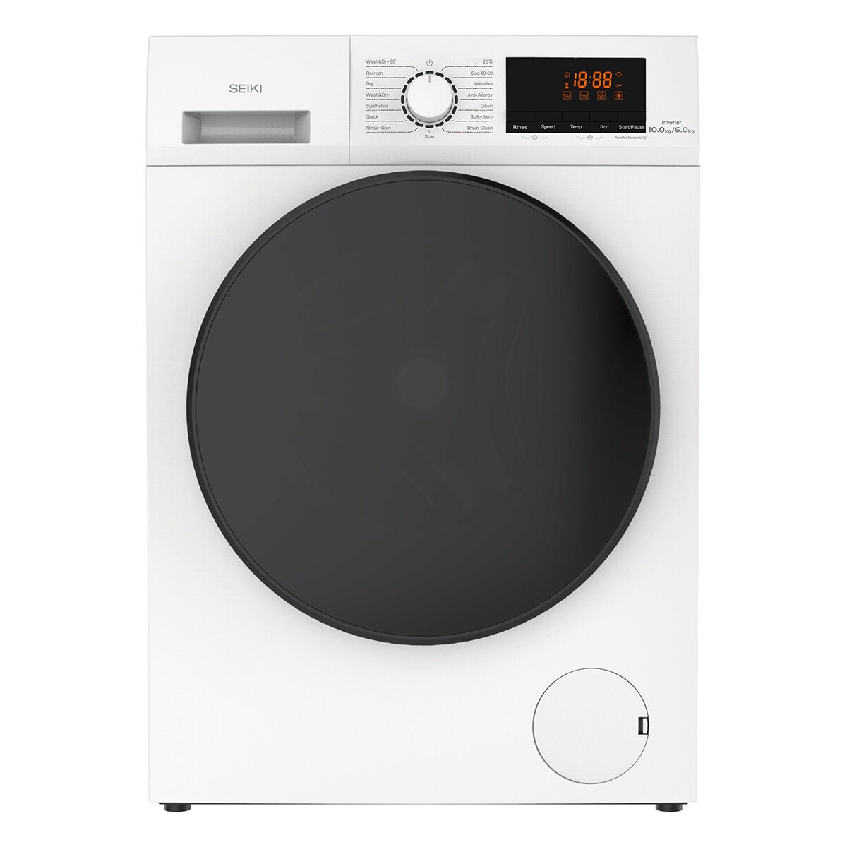 Seiki 10kg/6kg Washer Dryer Combo - White, 1400rpm Spin, Sensor Dry, 1500W Drying Power - SC-1060AU10FLC