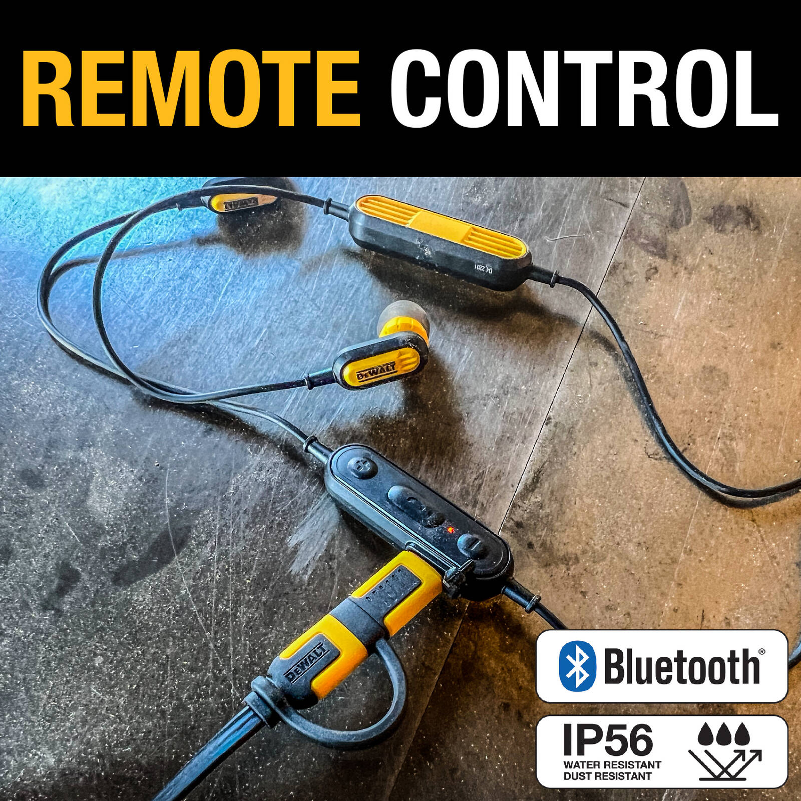 DeWALT Jobsite Wireless Bluetooth Earphones, IPX6 Water-Resistant 1909935DWE