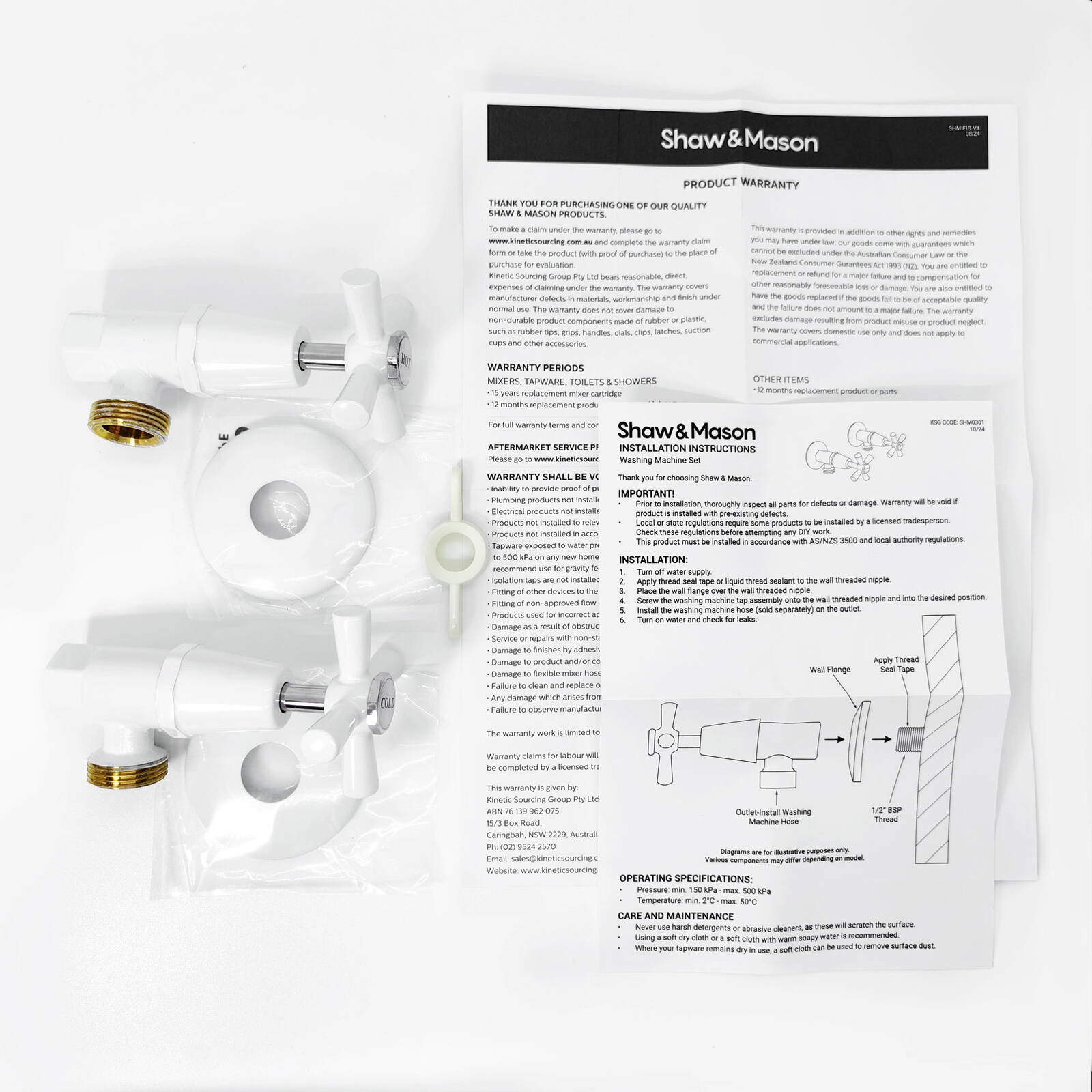 Shaw & Mason White Washing Machine Set - Brass