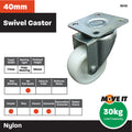 Move It 40mm White Plastic Heavy Duty Swivel Castor 30kg