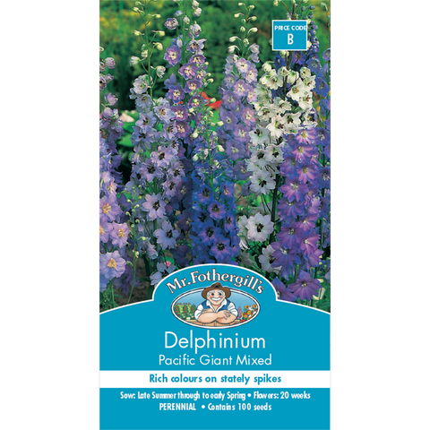 Mr Fothergill Delphinium Seeds - 200cm - Semi-Double Flowers - Strong - SuperSaverAU - view 1