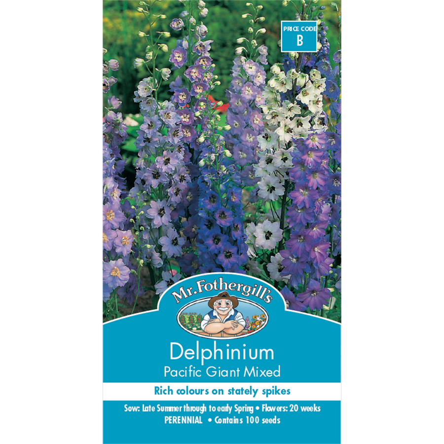 Mr Fothergill Delphinium Seeds - 200cm - Semi-Double Flowers - Strong - SuperSaverAU - view 1