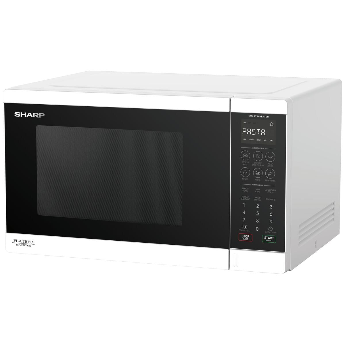 Sharp 32L Flatbed Inverter Microwave Oven - 1200W, White, No Turntable Needed - SM327FHW