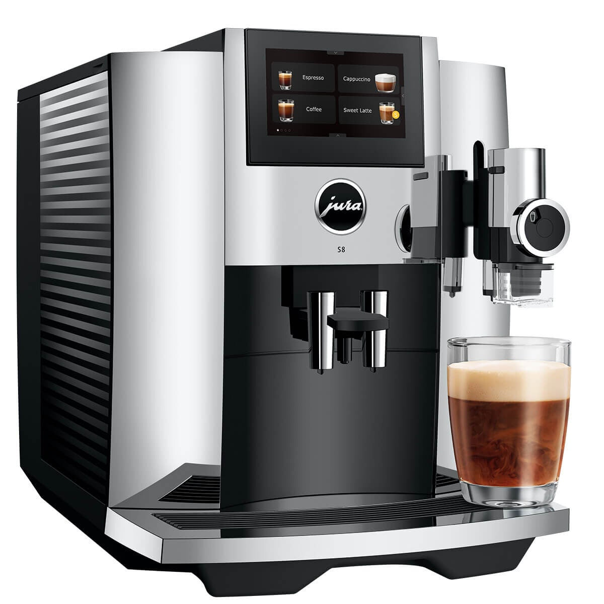 Jura S8 Automatic Coffee Machine - 27 Coffee Specialities, Sweet Foam, Chrome - 15651