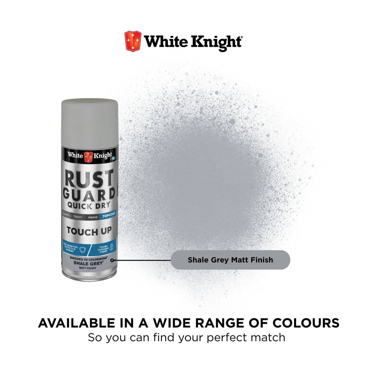 White Knight Rust Guard Touch Up Spray Paint 300g Shale Grey Matt - SuperSaverAU - view 3