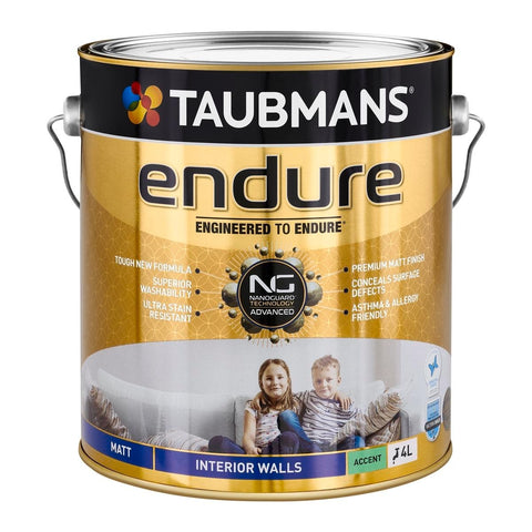 Taubmans 4L Accent Matt Endure Interior Walls Paint - 4L - Stain Resistant, Low Odour - SuperSaverAU - view 1