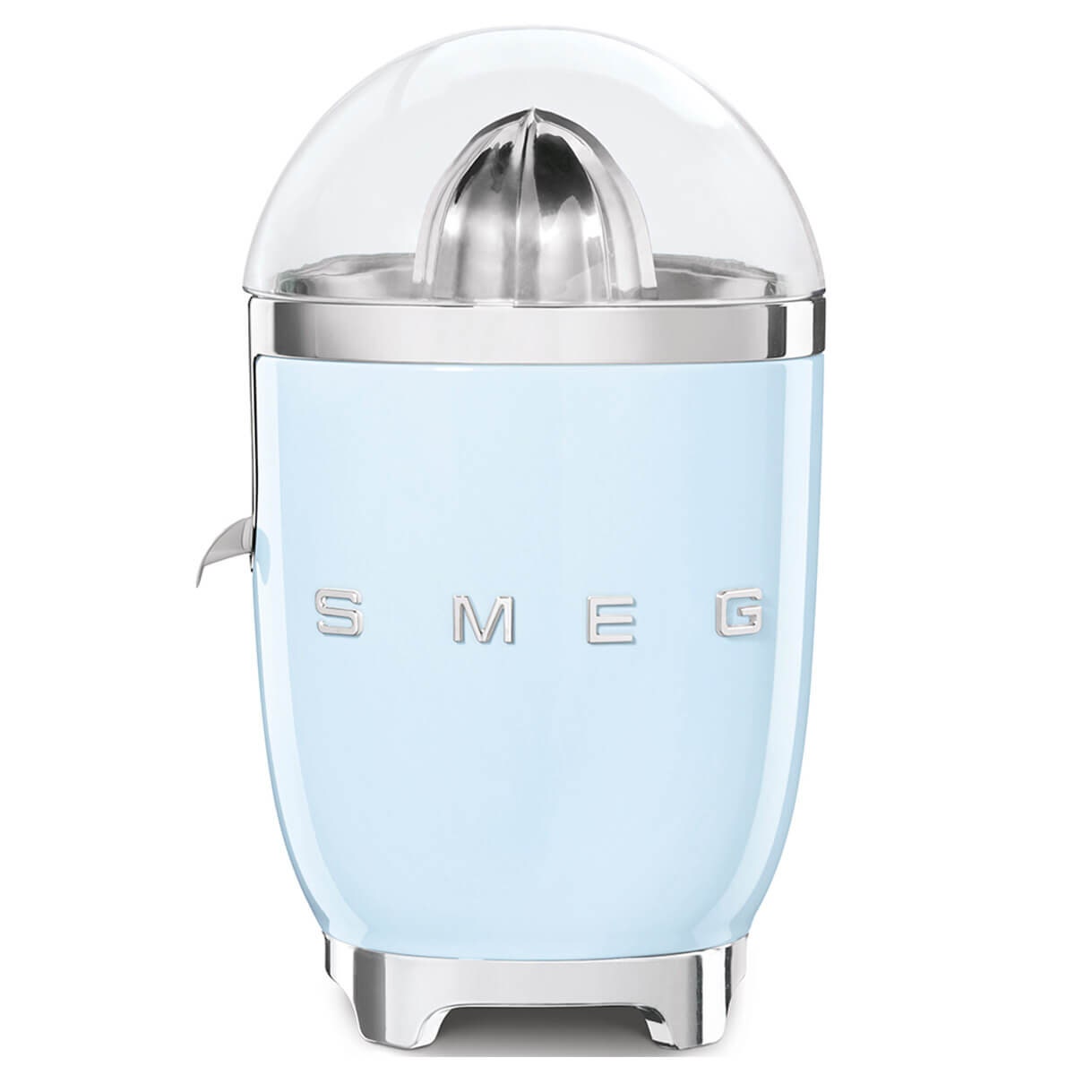 Smeg 50s Style citrus juicer - Pastel Blue, stainless steel reamer and strainer, Tritan Renew bowl - CJF11PBAU