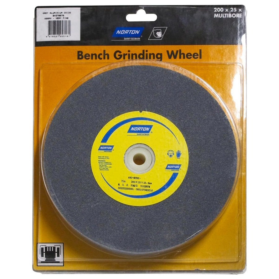 Norton Bench Grinding Wheel 200mm x 25mm Aluminium Oxide Long Lasting - SuperSaverAU - view 1