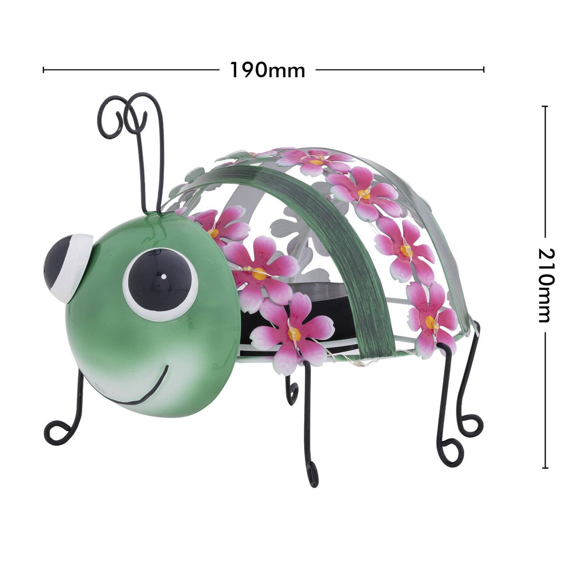 Click Solar Metal Animal Light Grasshopper - Solar Powered - 190mm x 210mm - Green/Pink - SuperSaverAU - view 5