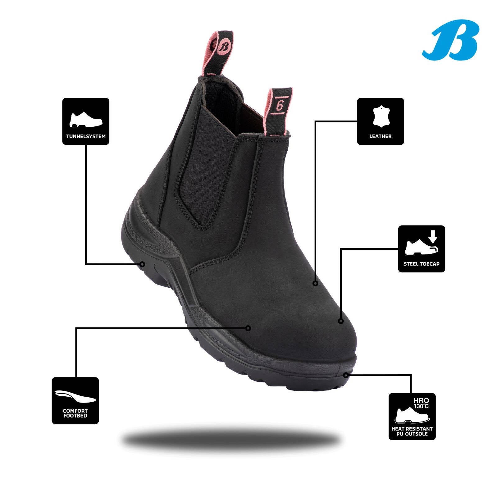 Bata Industrials Women's Juno Slip On Safety Boot Steel Toe Black US Size 8