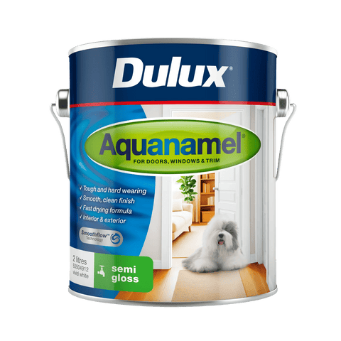 Dulux Aquanamel Semi Gloss Enamel Paint 2L White Water-Based Acrylic