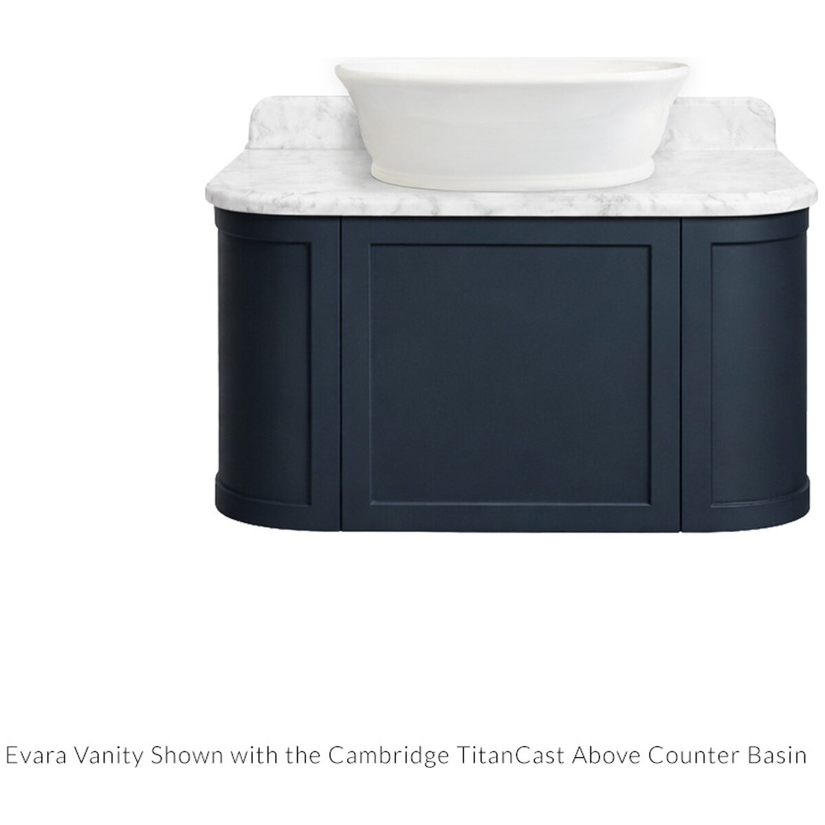 Turner Hastings Evara Wall Hung Vanity - Real Marble Top, Aegean Blue Finish, 1 Taphole - EV955-AB-1TH