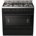 Haier 90cm 500 Series Dual Fuel Freestanding Oven 149L - Air Fry, 5 Gas Burners, Black - HOR90S11MBX2