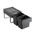 Kaboodle 2 x 15L Base Mount Pullout Bin - 400mm Cabinet - Grey - Odour Control - SuperSaverAU - view 1