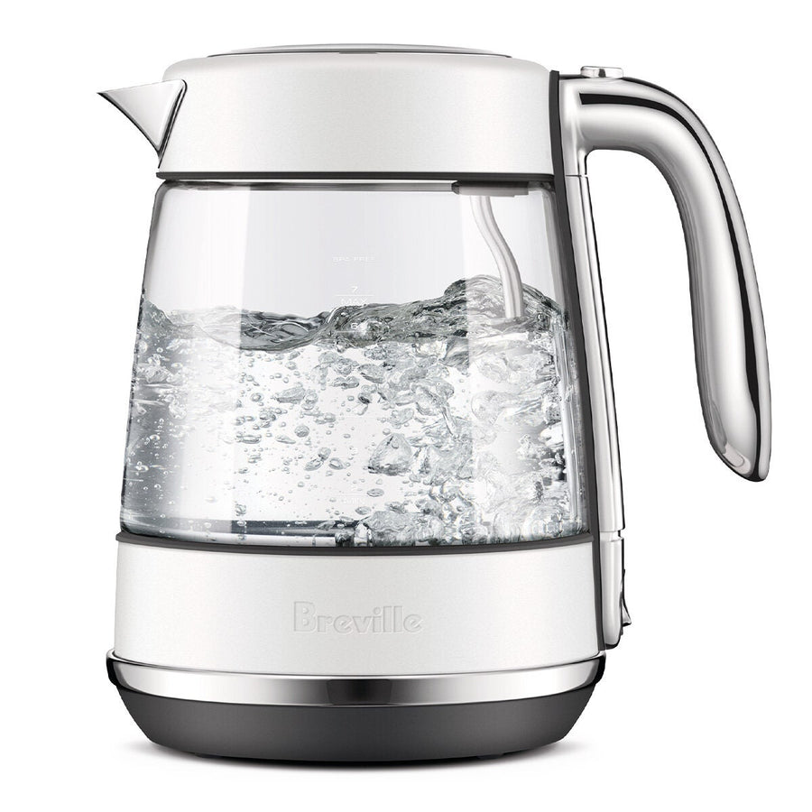 Breville the Crystal Luxe Glass Kettle 1.7L - Sea Salt Trim, Cordless Jug, Automatic Shut-Off - BKE765SST