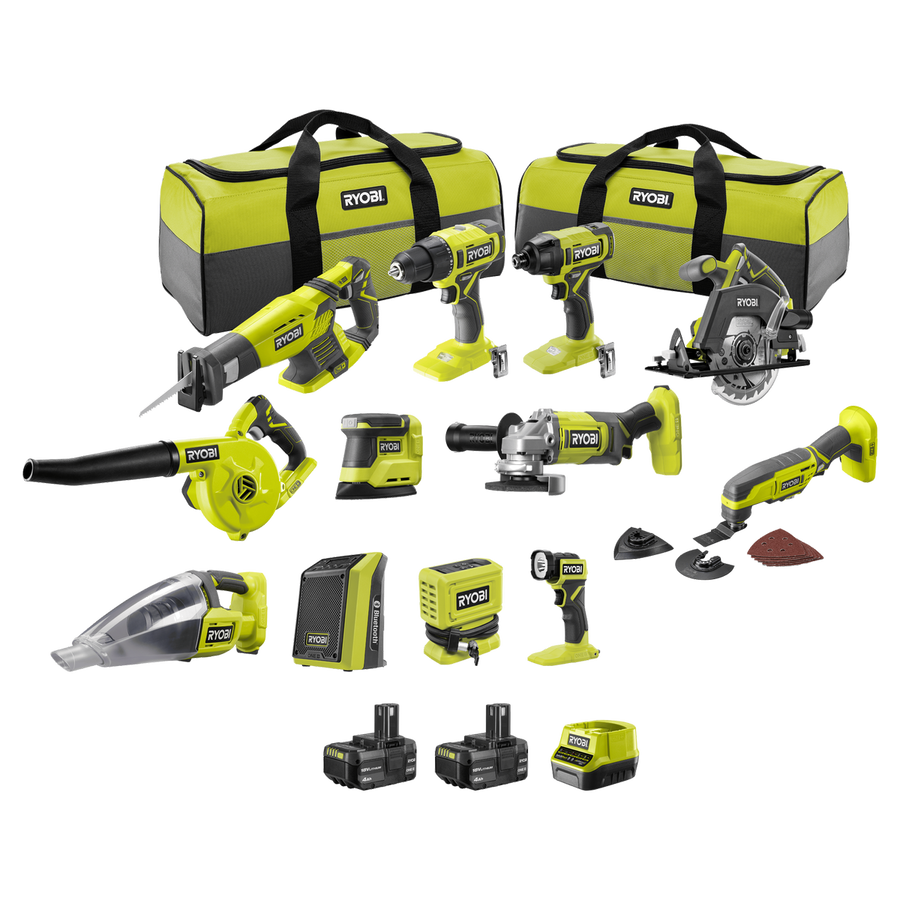 Ryobi 18V ONE+ 12 Piece 4Ah Kit - 350mm x 445mm x 615mm - Versatile Toolset - SuperSaverAU - view 1