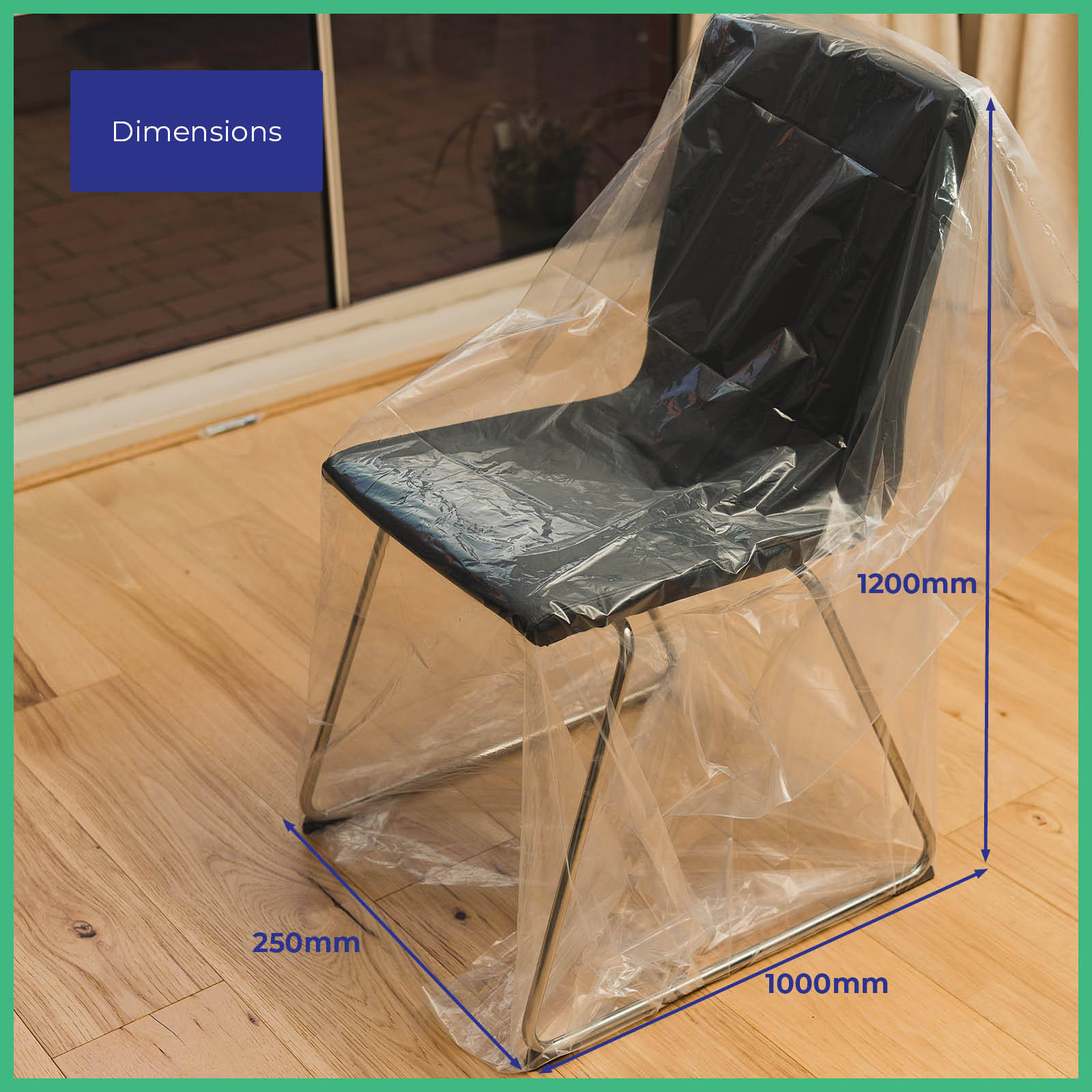 Packz Clear Plastic Dining Chair Cover 1200 x 1000 x 250mm