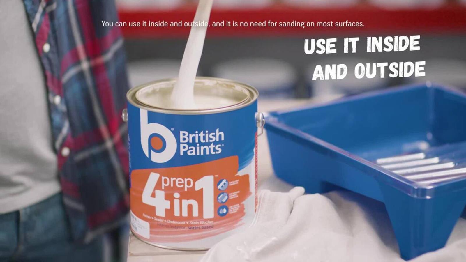 British Paints 100ml White 4 In 1 Prep Primer Sealer Undercoat Indoor Outdoor