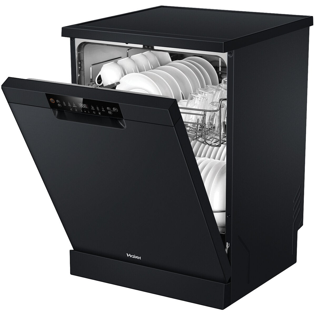 Haier 60cm Freestanding Dishwasher - 15 Place Settings - Black - Wi-Fi Control - ThermoDry - HDW15F2B1