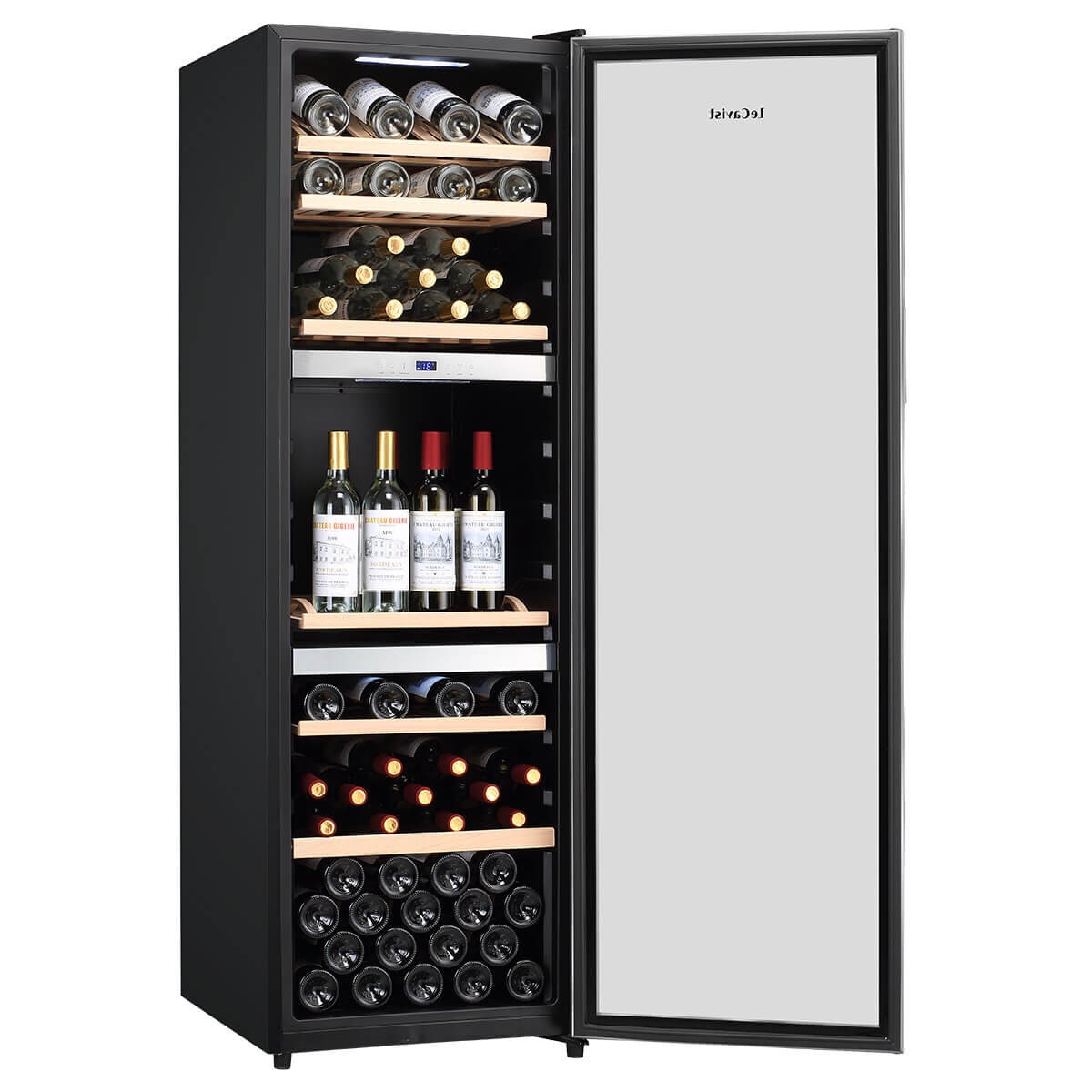 LeCavist 140 Bottle Triple Zone Wine Cabinet 282L - Stainless Steel, Triple Glazed Door - LEK1403ZPVX