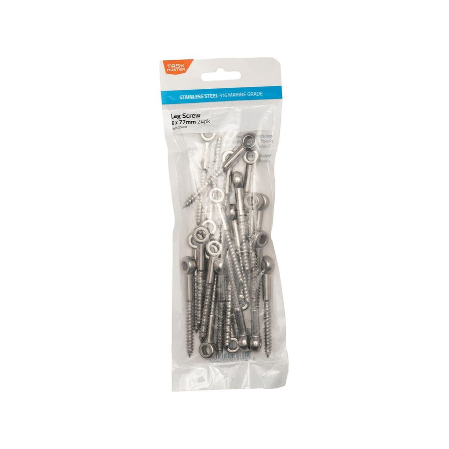 Taskmaster 6mm 316 Stainless Steel Lag Screw - 24 Pack - Durable - Corrosion Resistant - SuperSaverAU - view 1