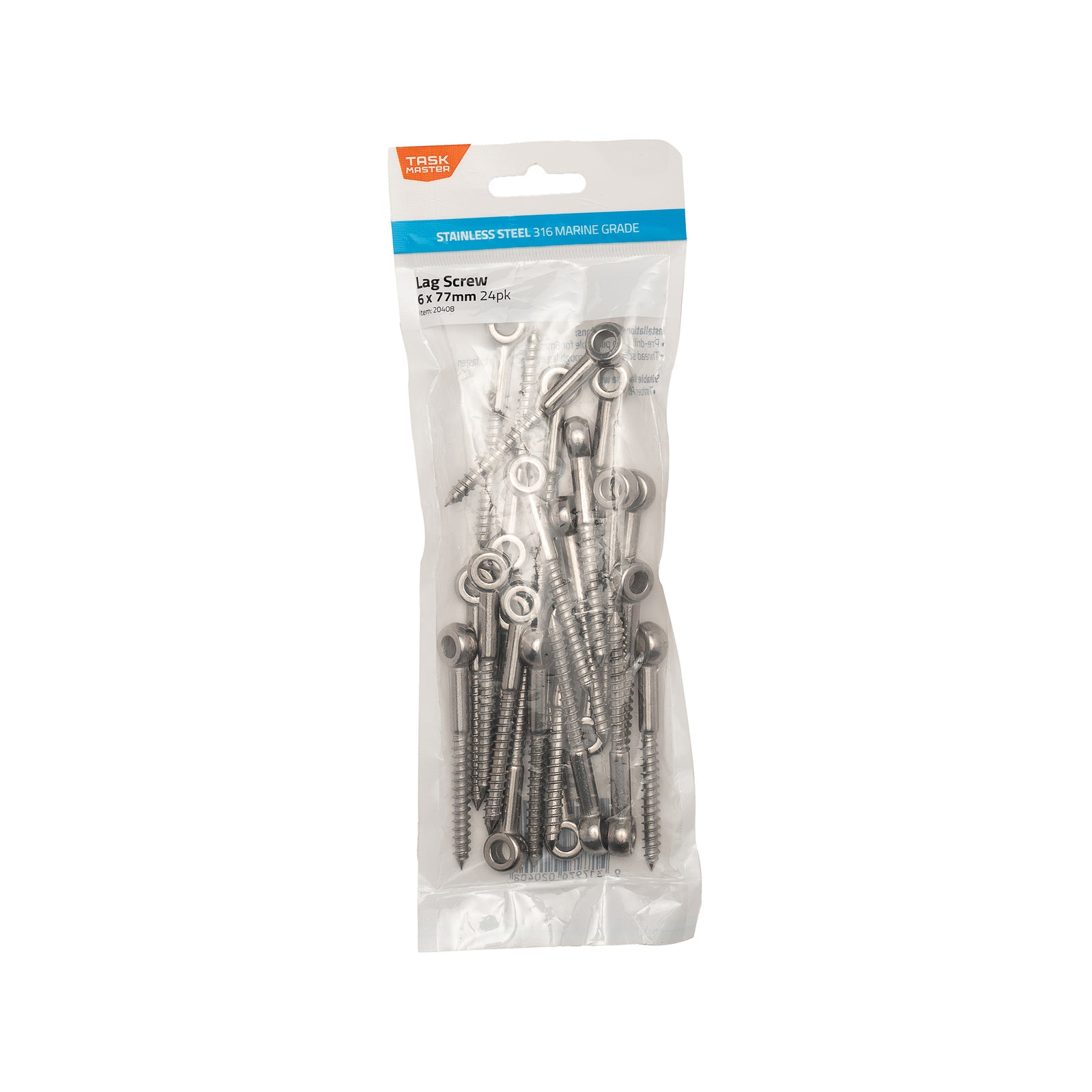 Taskmaster 6mm 316 Stainless Steel Lag Screw - 24 Pack