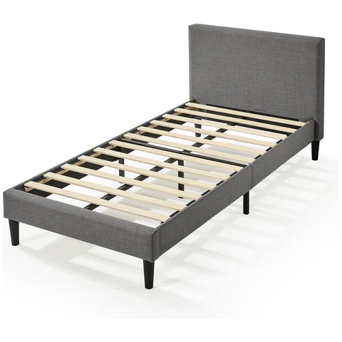 Zinus Liam King Single Bed Base - Grey Upholstered Fabric, Steel Frame, Slatted Base - AU-FPPBC2ZC-12B