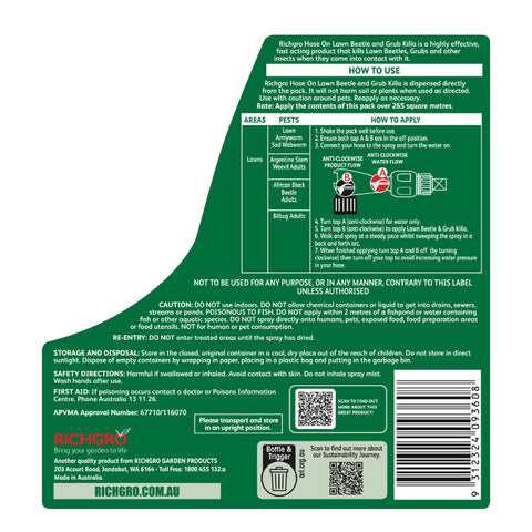 Richgro Lawn Beetle & Grub Killa 2L Hose-On Ready to Use