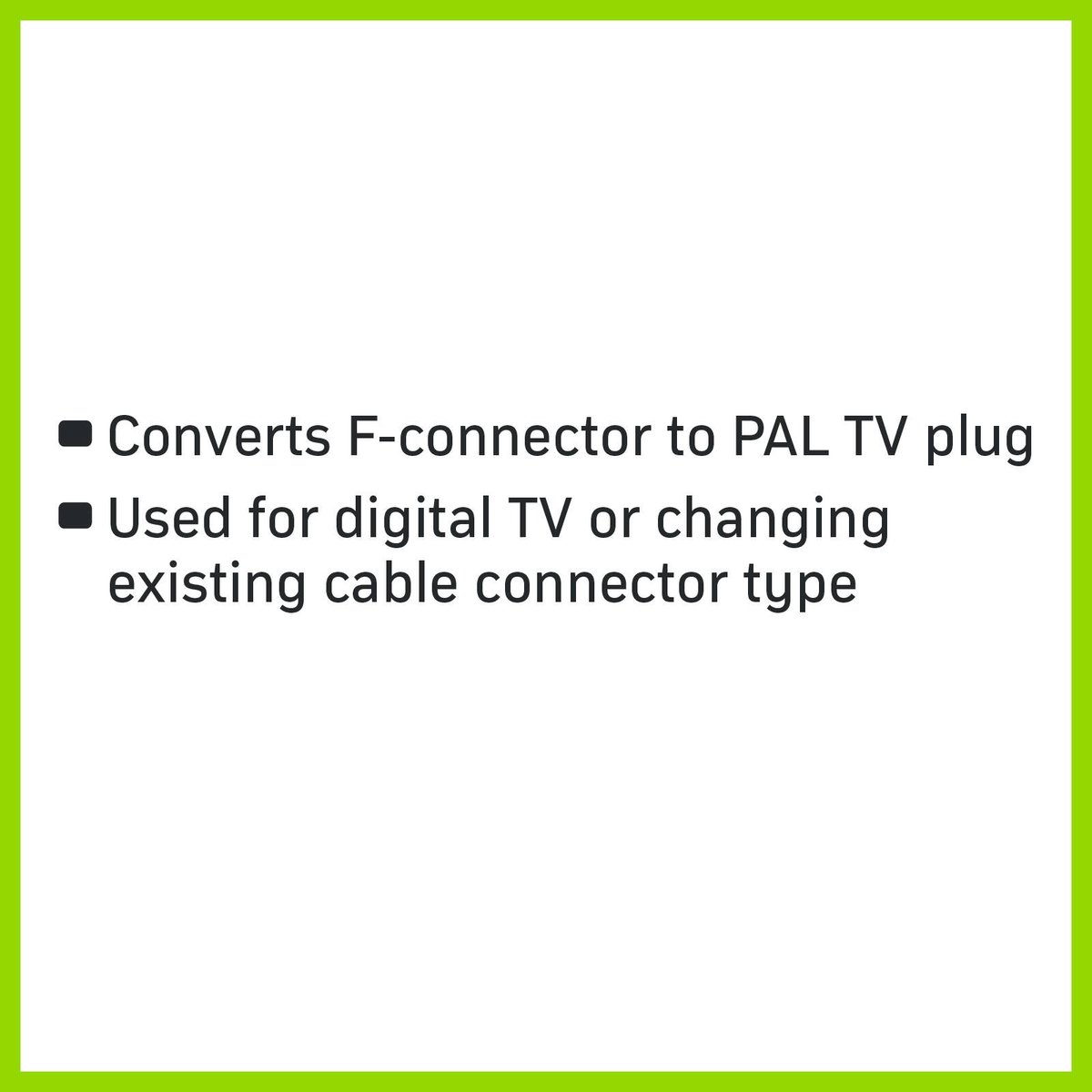 Antsig F Socket to Pal Plug - Coaxial Cable Joiner - 5mm x 27mm x 10mm - Durable - SuperSaverAU - view 3