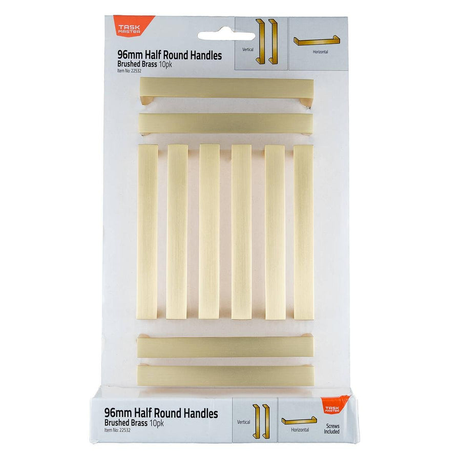 Taskmaster 96mm Brushed Brass Round Handle 10 Pack - Easy Installation - SuperSaverAU - view 1