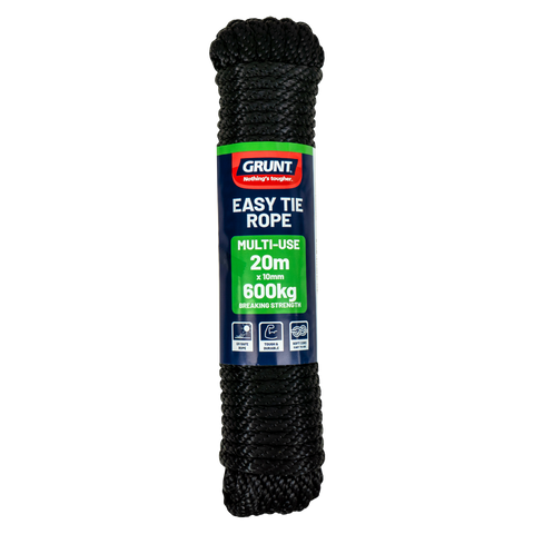 Grunt 10mm x 20m Black Polypropylene Easy Tie Rope 600kg