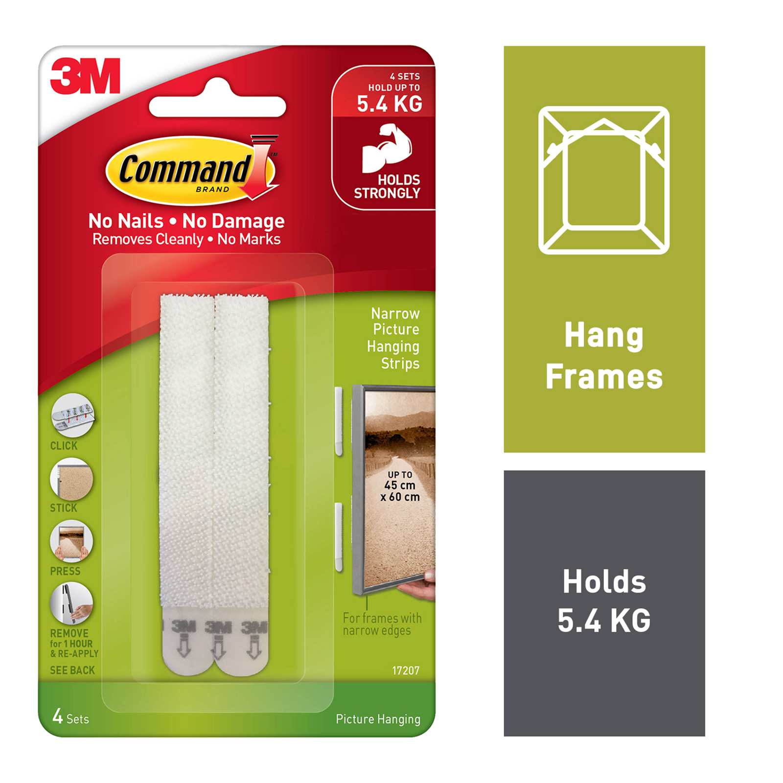 Command White Narrow Picture Hanging Strips - 4 Pack, Damage-Free