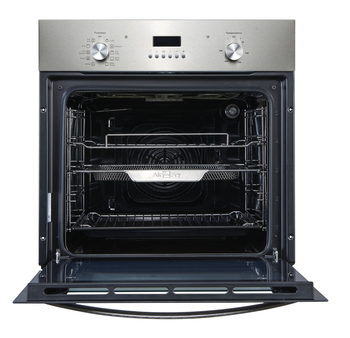 Brohn 60cm Electric Multifunction Oven - 80L, 10 Functions, Inbuilt AirFry, Stainless Steel - BRO6001SS