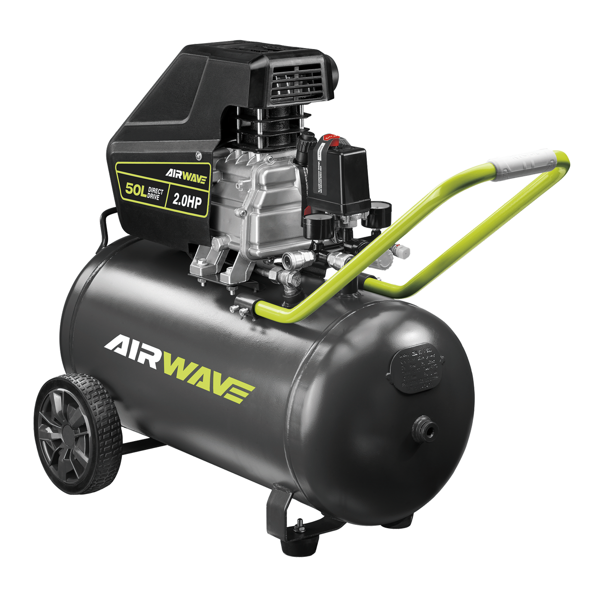 Ryobi Airwave Air Compressor 50L 2.0HP Metal Plastic Easy Move - SuperSaverAU - view 1