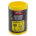 GRUNT 27L Lemon Scented Kitchen Tidy Bags, 50 Pack, HDPE with Handles