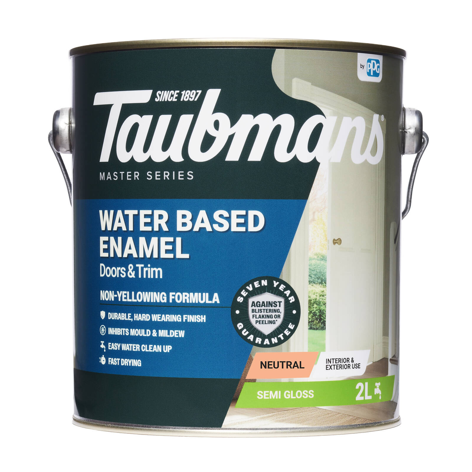 Taubmans 2L Neutral Semi Gloss Water Based Enamel Paint Tintable