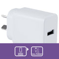 Click 12W USB-A Wall Charger CLK1001B - Single Port for Phones & Tablets