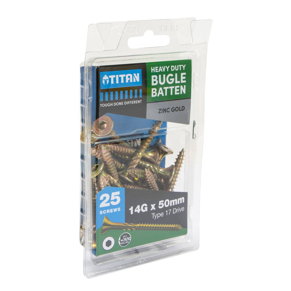 Titan 14g Gold Bugle Batten Screw 25 Pack - 50mm - Zinc - Corrosion Resistant - SuperSaverAU - view 2