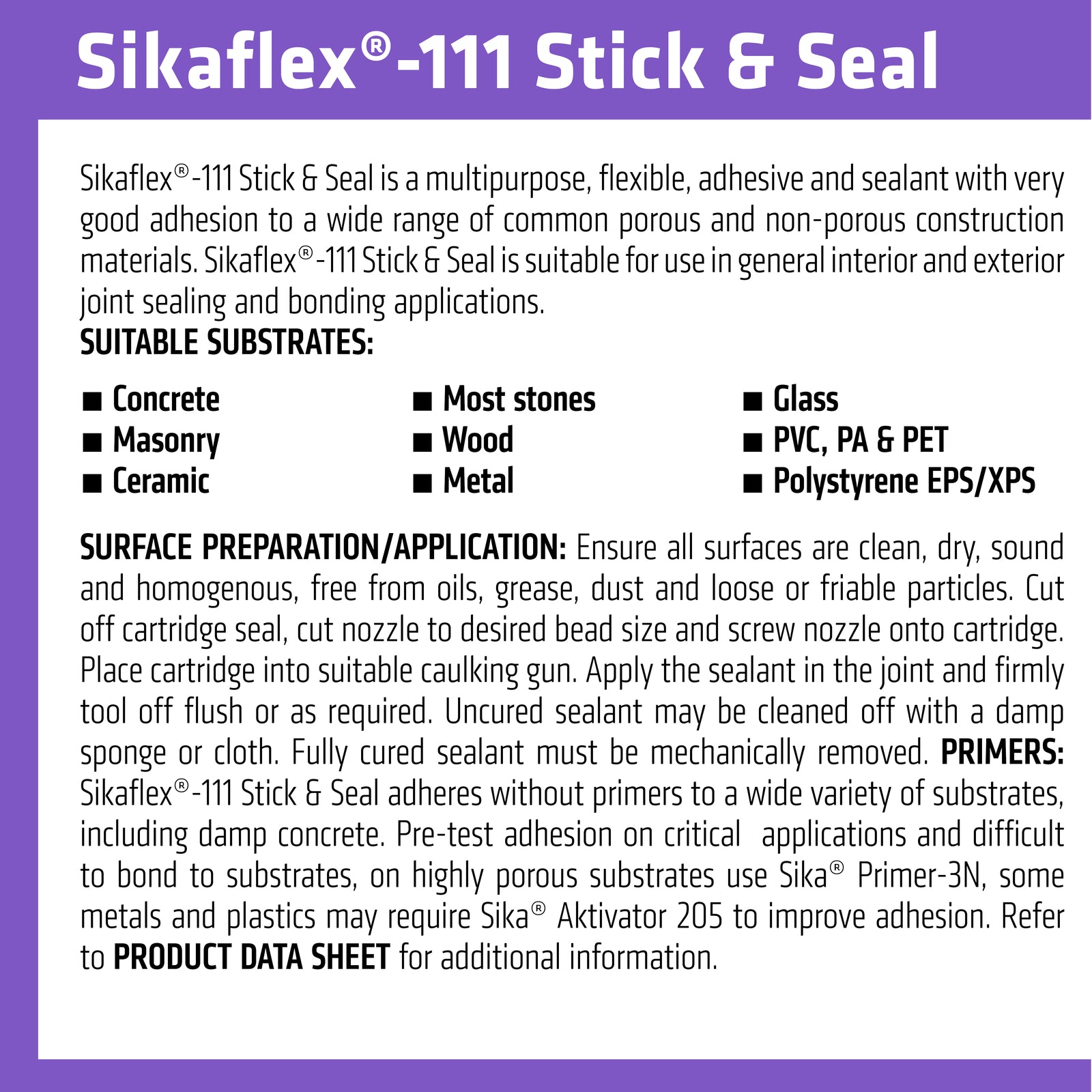 Sika Sikaflex-111 290ml White Stick and Seal Construction Adhesive