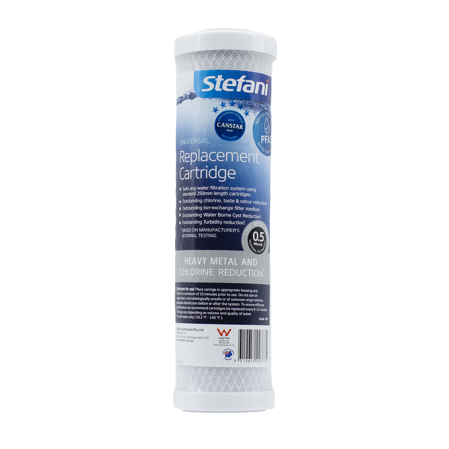 Stefani 250mm 0.5 Micron Lead Reduction Cartridge - Carbon - Easy Install - SuperSaverAU - view 1
