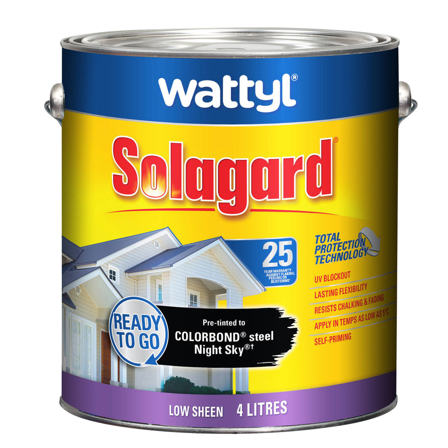 Wattyl Solagard Night Sky Low Sheen Pre-tinted Exterior Paint 4L UV Resistant Outdoor