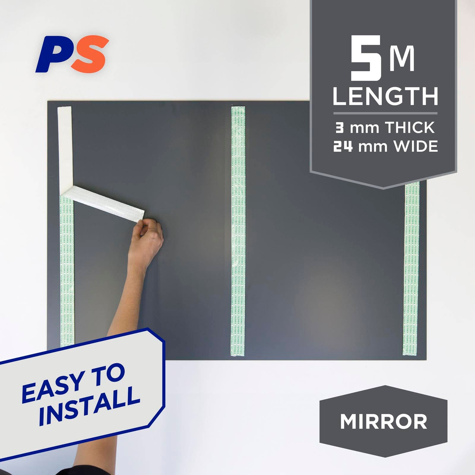 Permastik 5m x 24mm Foam Mirror Mounting Tape Indoor White
